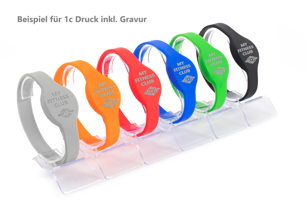 RFID Transponder Armband ovales Design Darstellung aller Farben mit einfarbigen Druck in Gravur