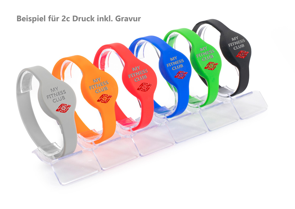  RFID Transponder Armband rundes Design Darstellung aller Farben mit zweifarbigen Druck in Gravur