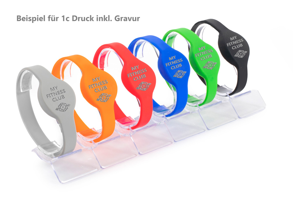  RFID Transponder Armband rundes Design Darstellung aller Farben mit einfarbigen Druck in Gravur