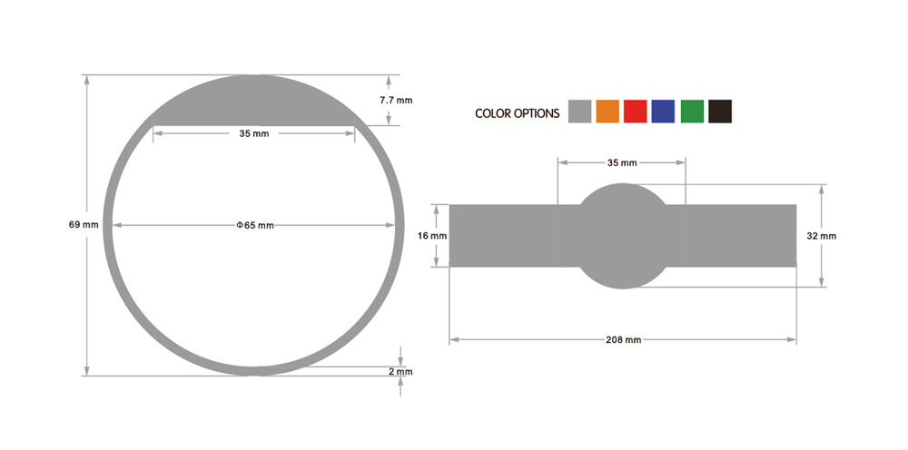  RFID Transponder Armband rundes Design technische Zeichnung
