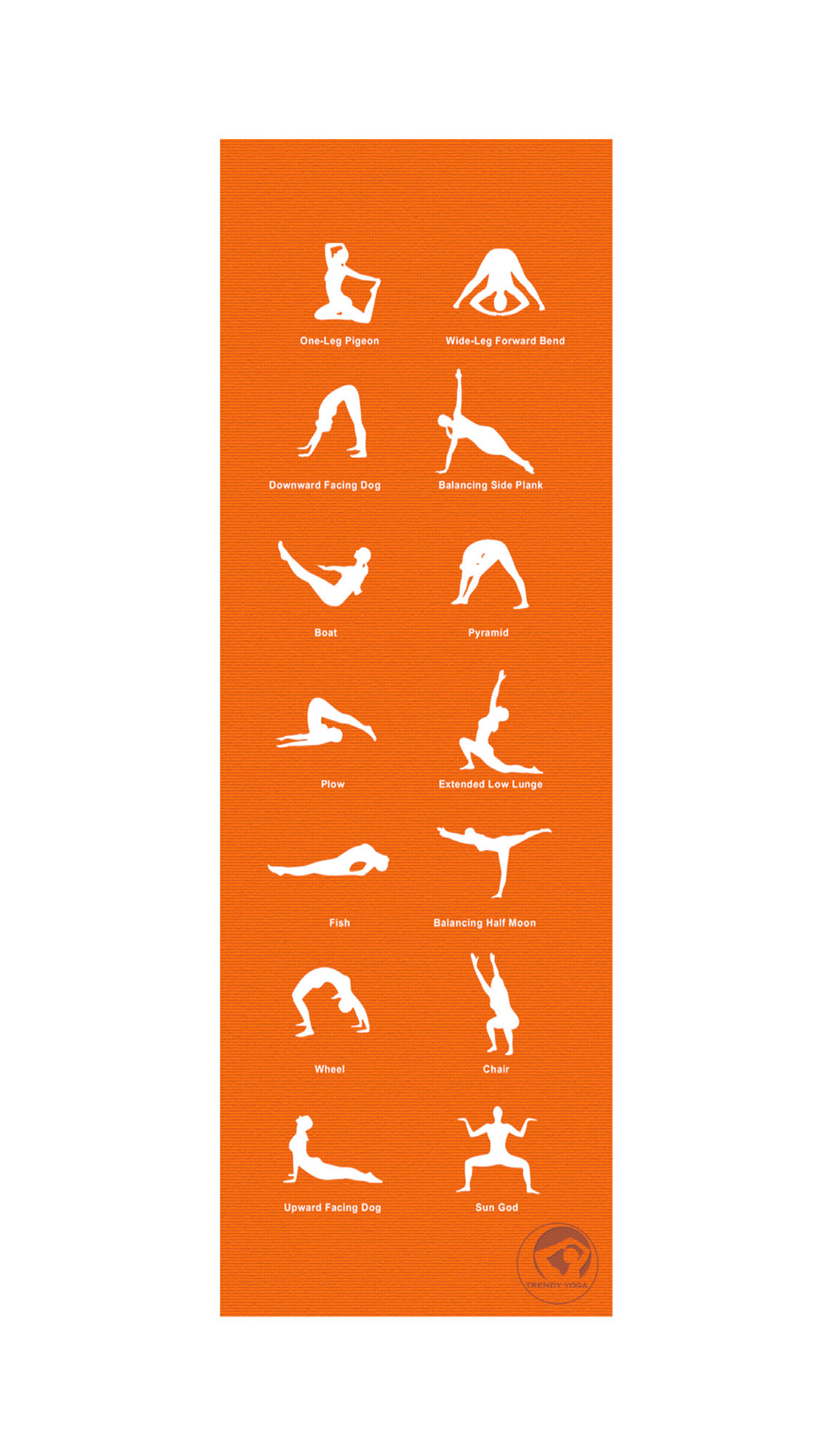 Trendy Sport Yoga Matte YogaMat mit Übungsbeispielaufdruck Orange