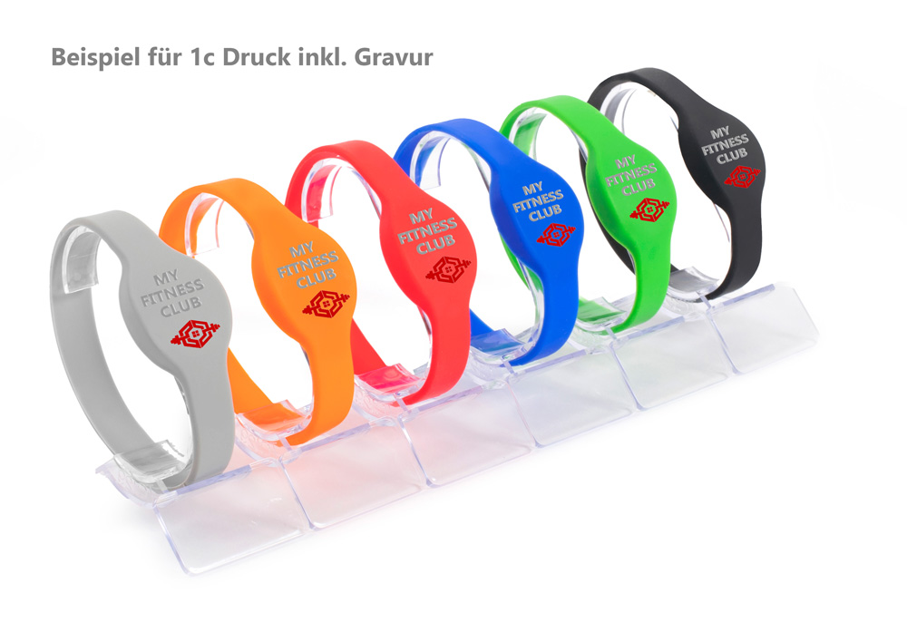 RFID Transponder Armband ovales Design Darstellung aller Farben mit zweifarbigen Druck in Gravur