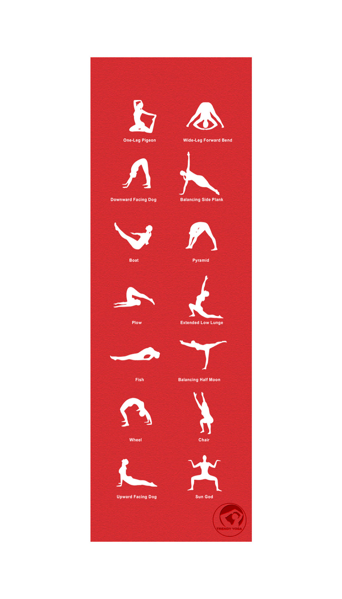 Trendy Sport Yoga Matte YogaMat mit Übungsbeispielaufdruck Rot