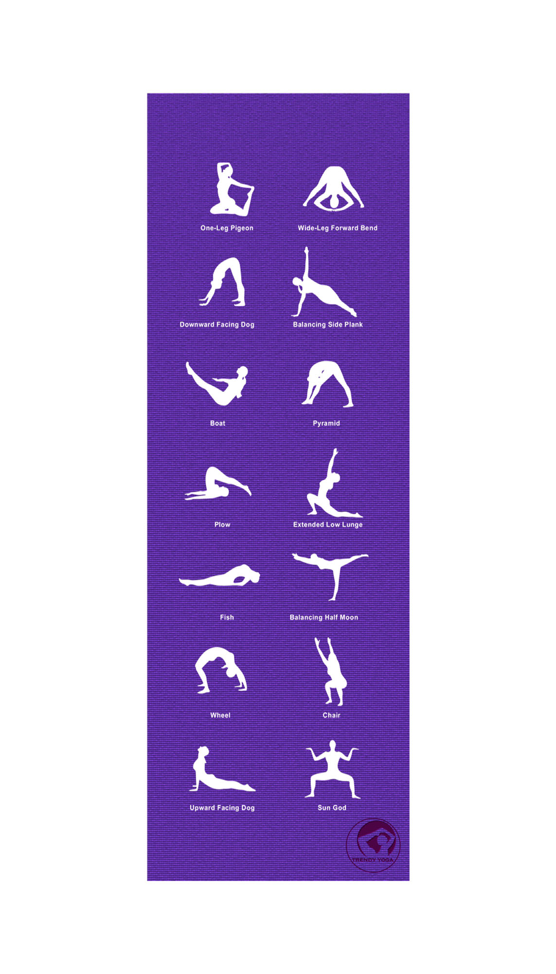 Trendy Sport Yoga Matte YogaMat mit Übungsbeispielaufdruck Lila