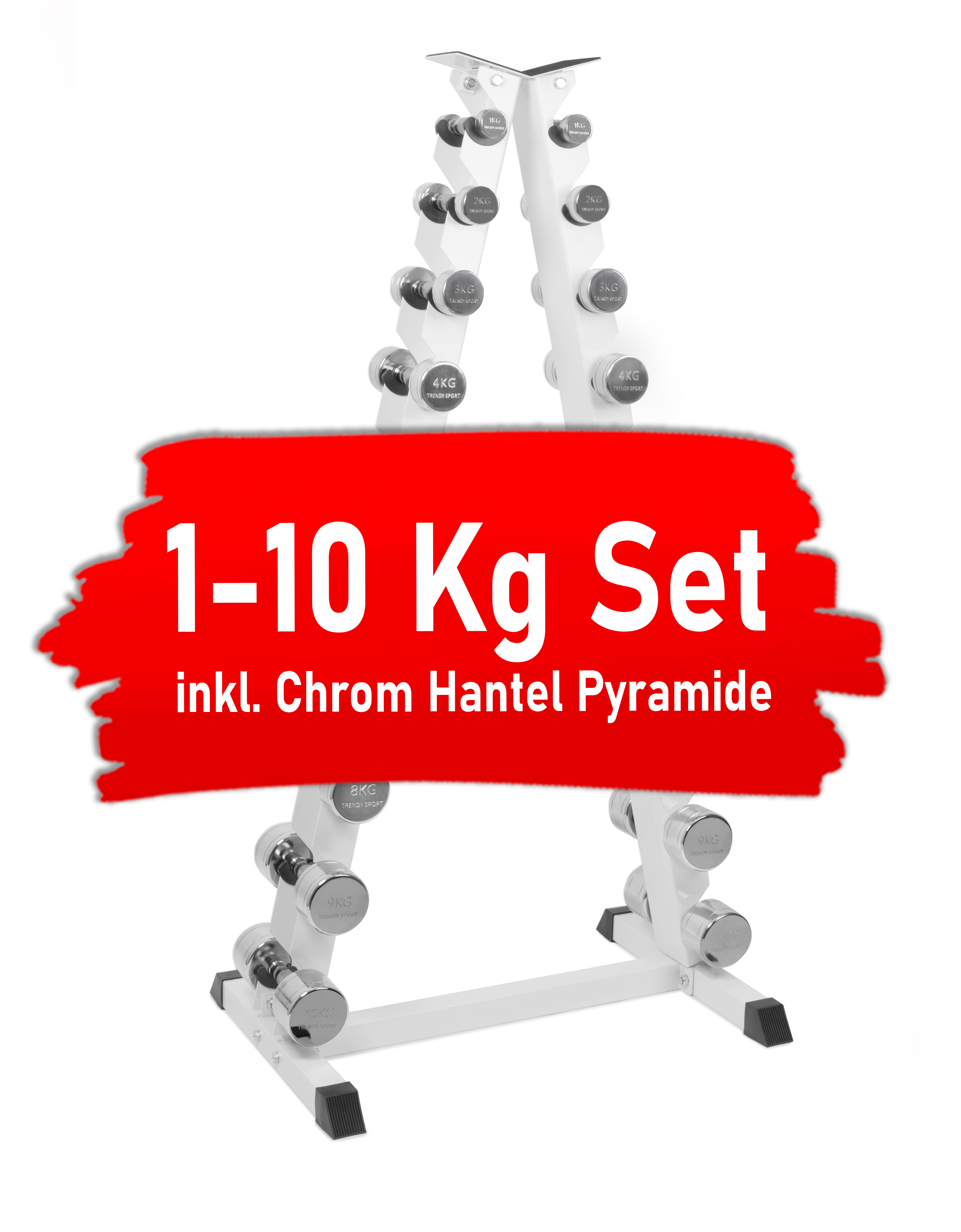 Chrom Kurzhantel Set inkl. Chrom Hantel Pyramide