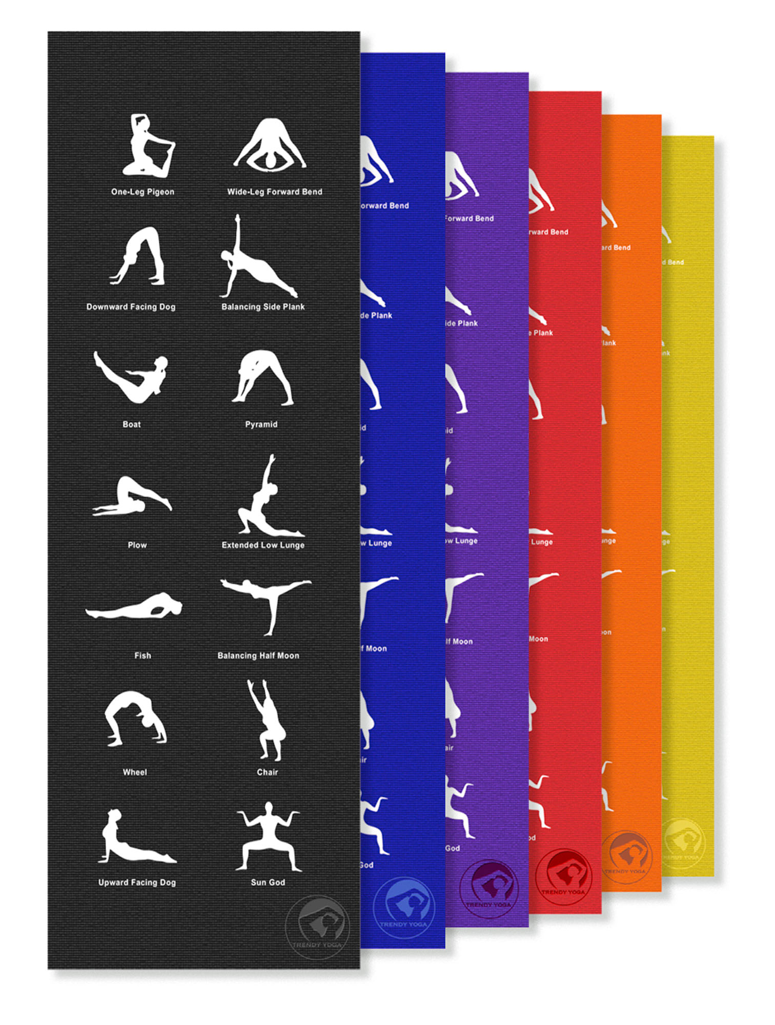 Trendy Sport Yoga Matte YogaMat mit Übungsbeispielaufdruck Farbauswahl